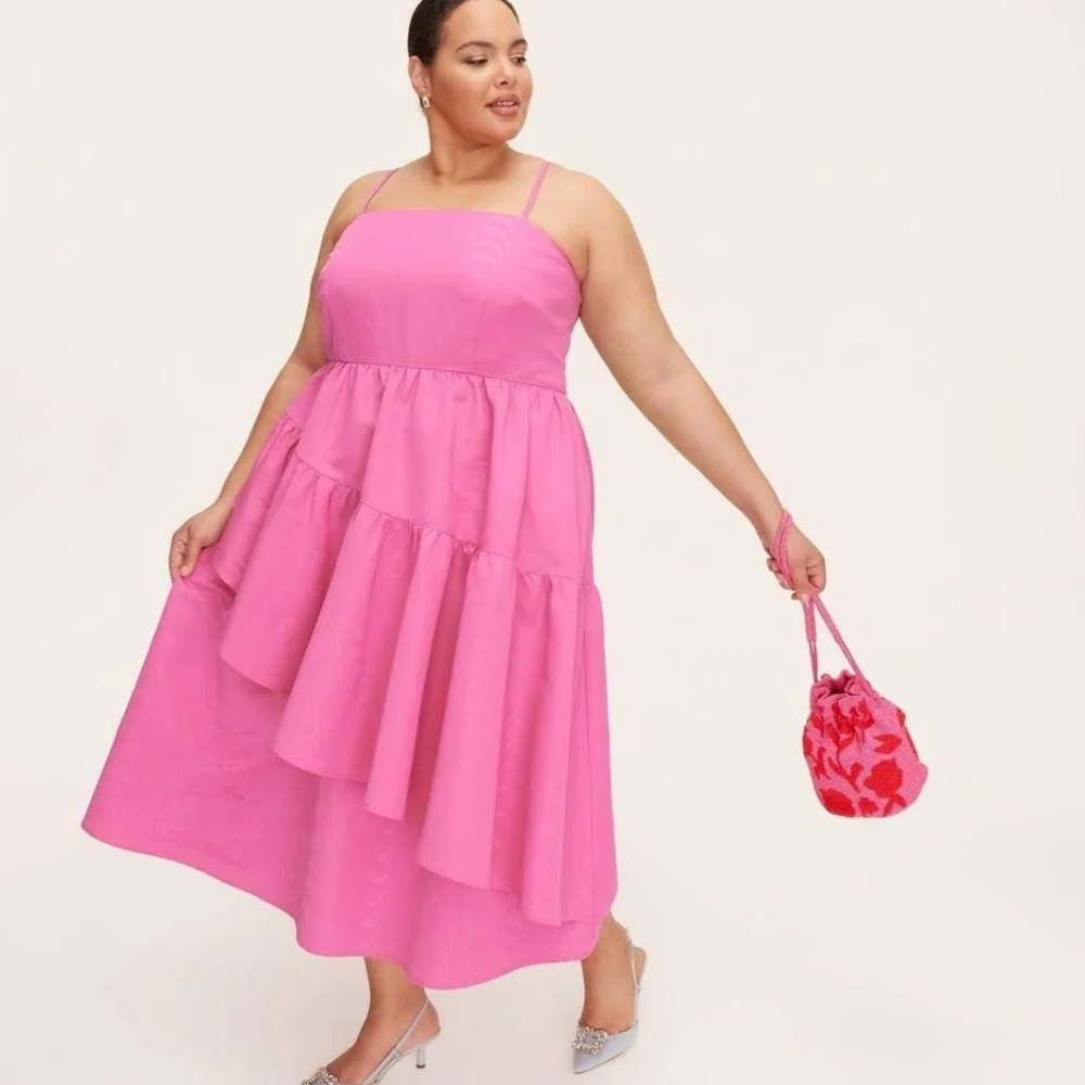 Pink Tiered Midi Dress